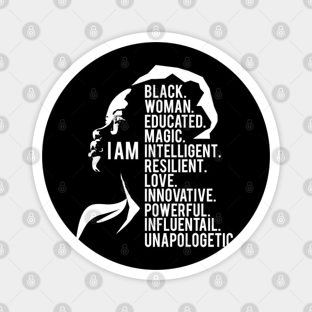 I am a powerful black Woman, black Woman, Black Girl Magic Magnet by UrbanLifeApparel